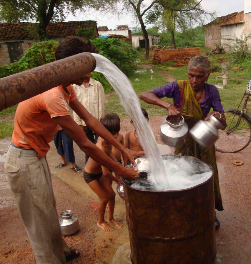 Water flowing in Uttar Pradesh, Aznar, India